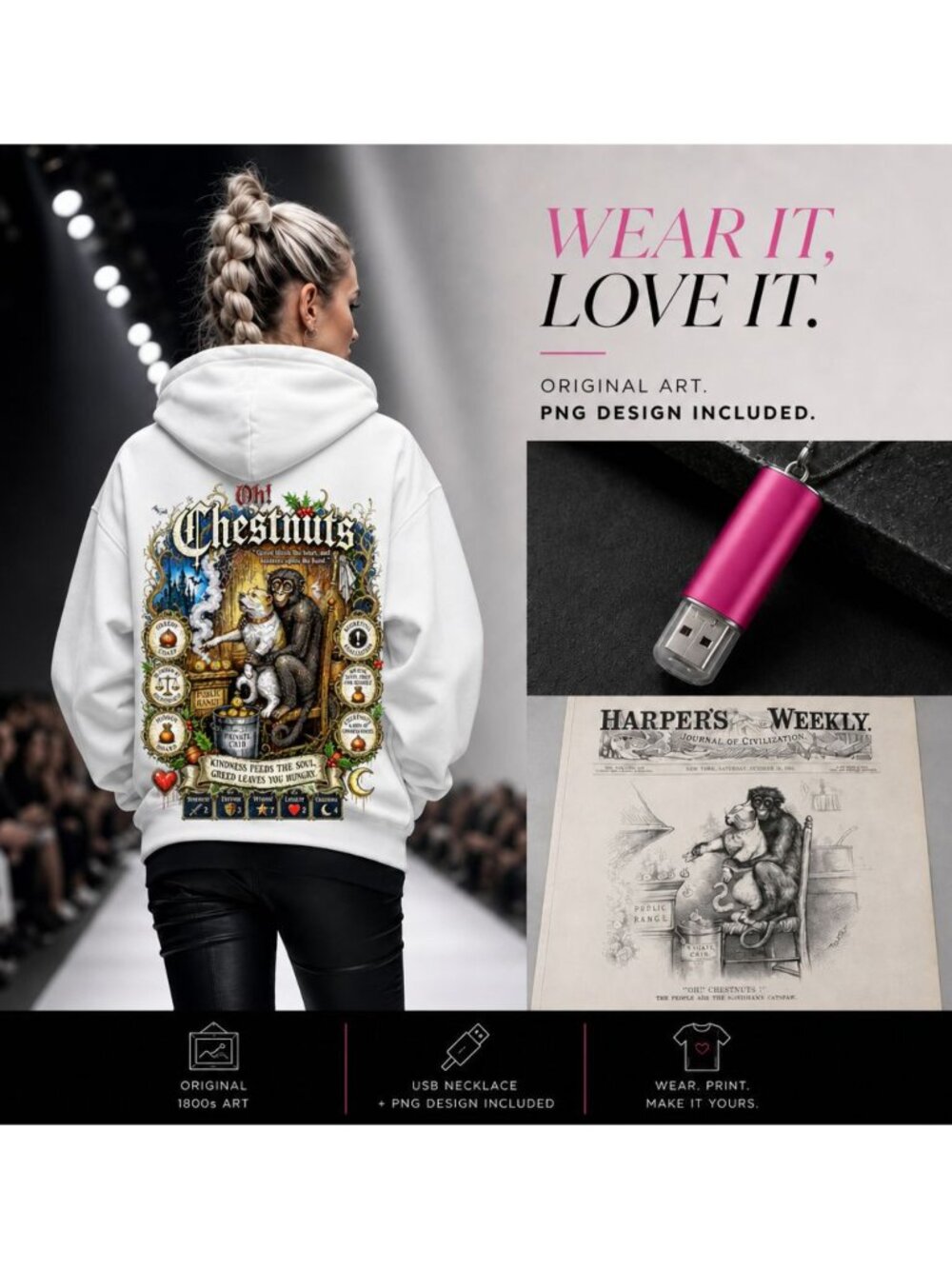 Political Cartoon, Thomas Nast, Harpers Weekly, tshirt design, usb drive